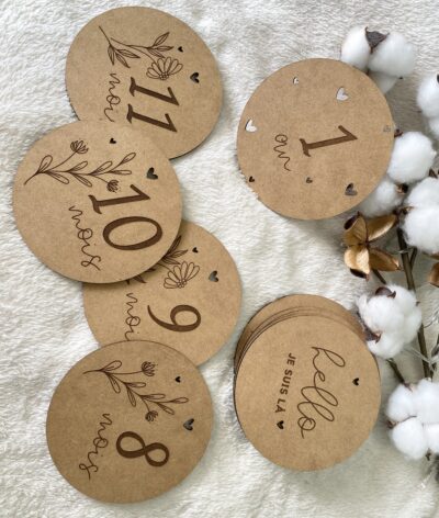 Cartes étapes en bois (Flowers) – Image 2