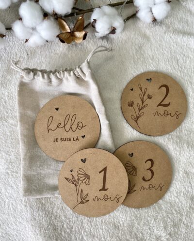 Cartes étapes en bois (Flowers)